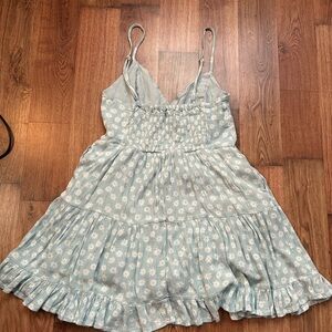 Light blue, flowy, Mini dress with white flowers